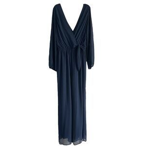 Express Blue Bishop Sleeve Wrap Gown